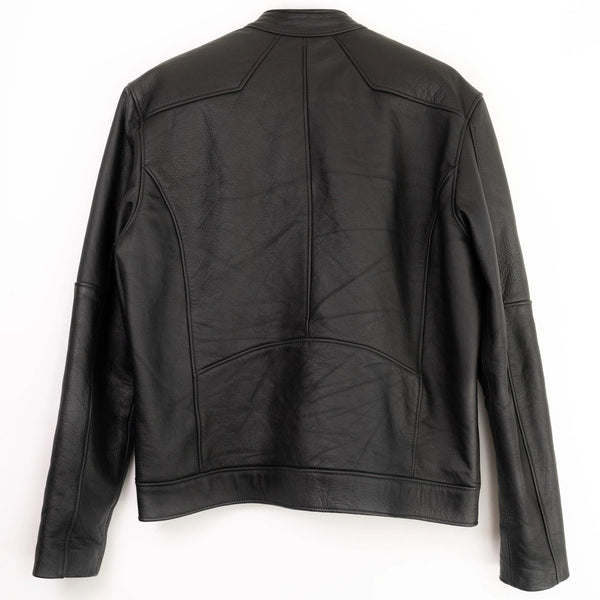 Premium men’s Pedregal leather jacket handcrafted in Mexico, product photo.
