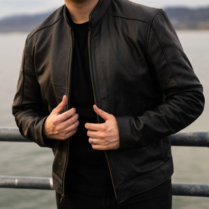 Premium artisan Pedregal jacket styled for sophisticated travel.