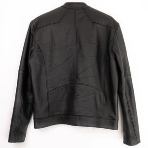 Premium men’s Pedregal leather jacket handcrafted in Mexico, product photo.